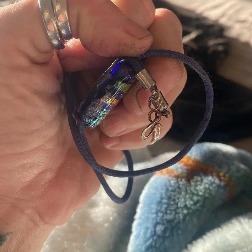 Gorgeous Dichroic Glass Pendant necklace - Picture 8 of 8
